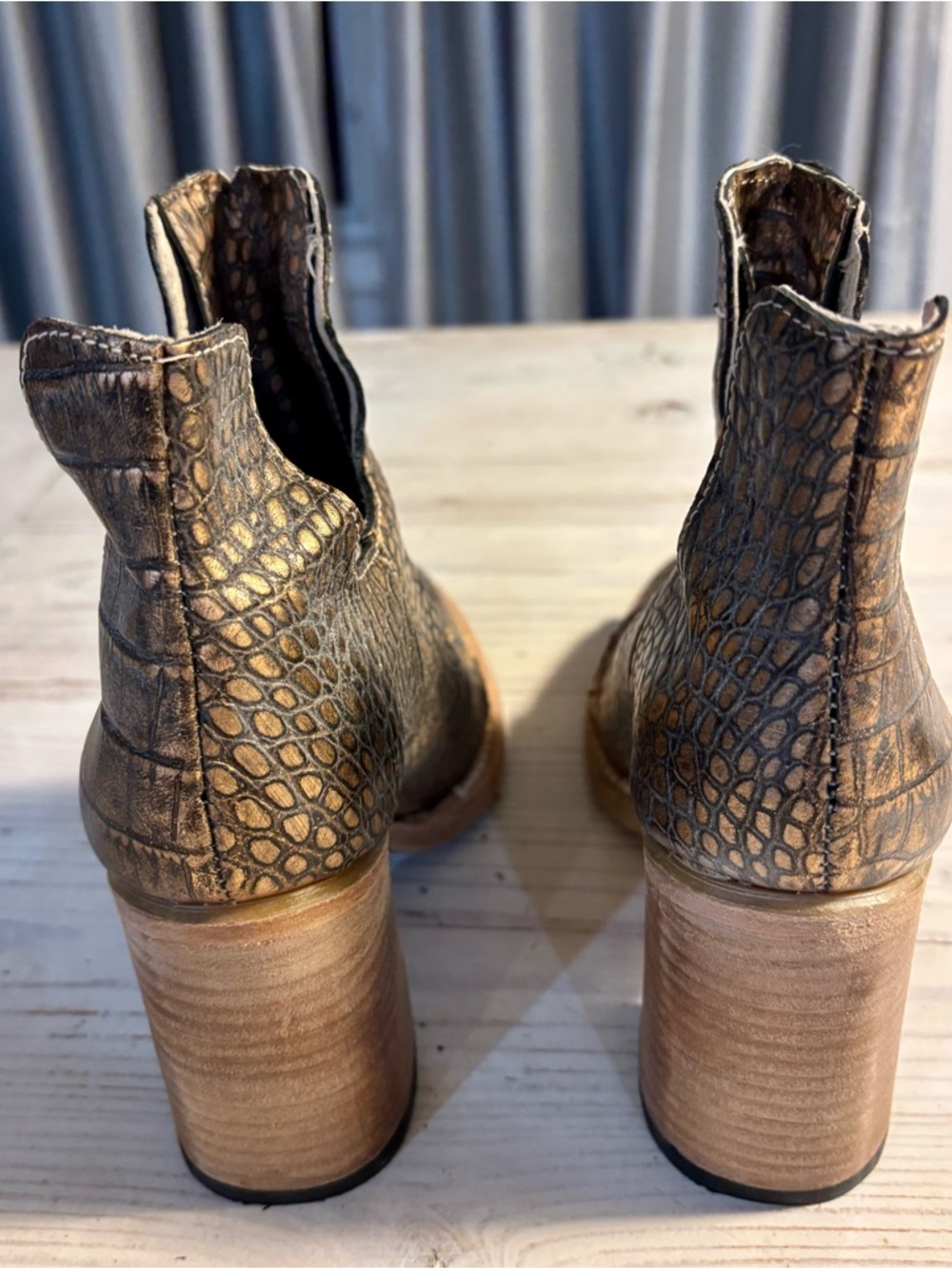 Freebird Croc-Embossed Ankle Booties - Picture 4 of 6